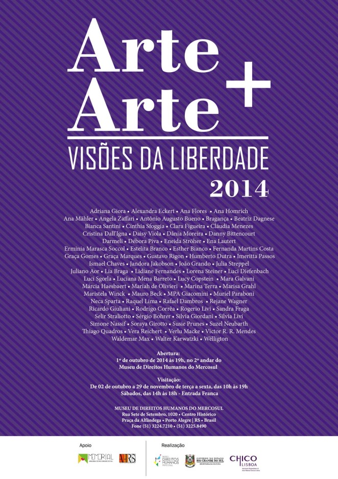 Convite Arte + Arte Visões da Liberdade  2014, abertura 01 out 2014, 19h.